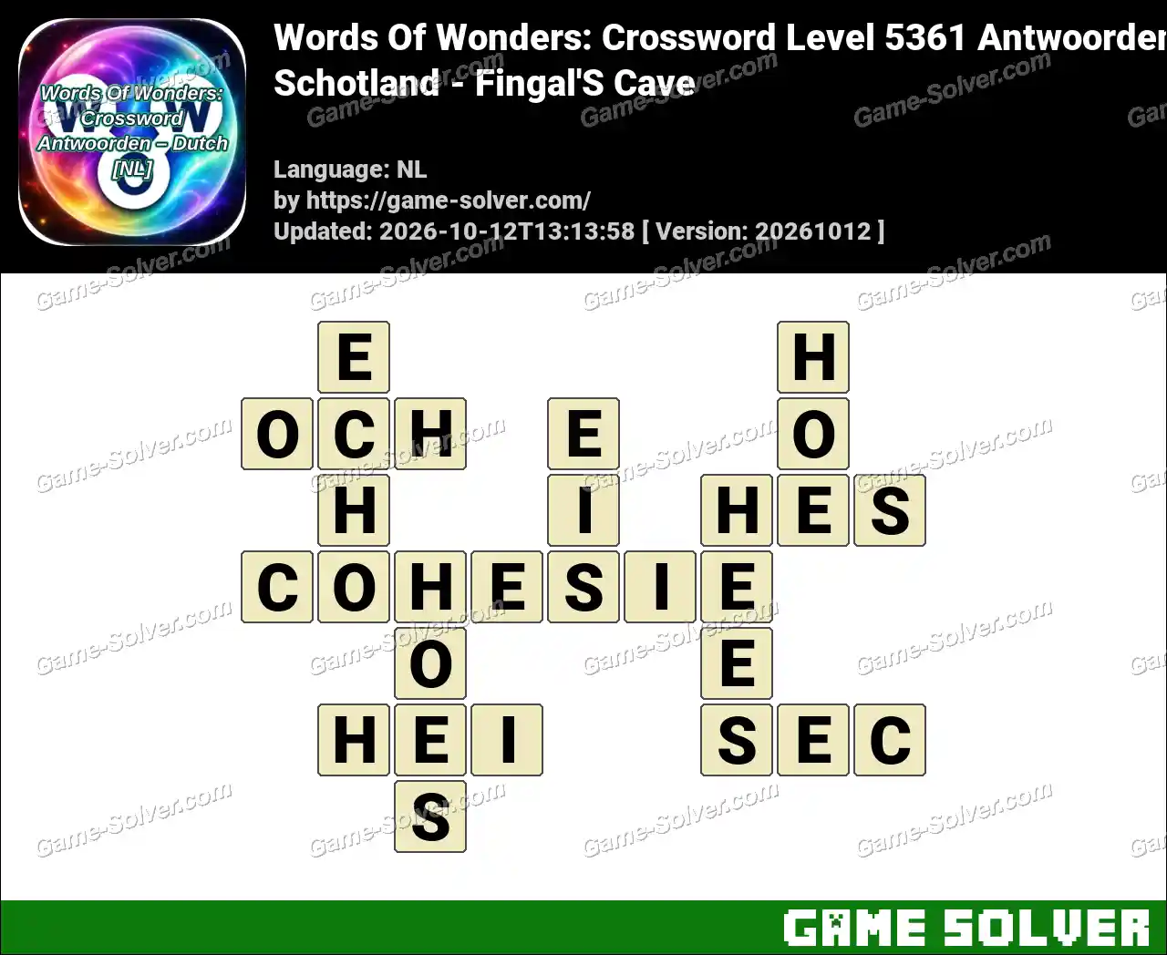 Words Of Wonders: Crossword Level 5361 Antwoorden – Schotland – Fingal’S Cave